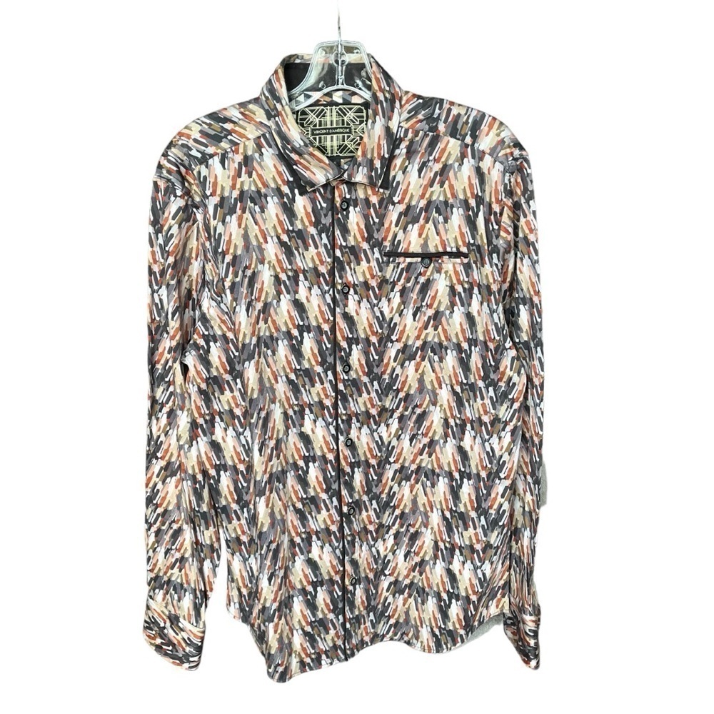 Vincent D’Amerique | Men’s Classy Abstract Print Dress Shirt Size Large